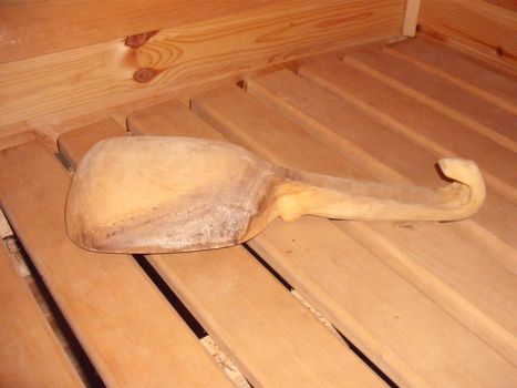 The interior of the wooden in sauna