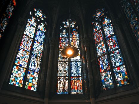 Colorful Stained Windows of the Church of Saint Peter and Saint Paul