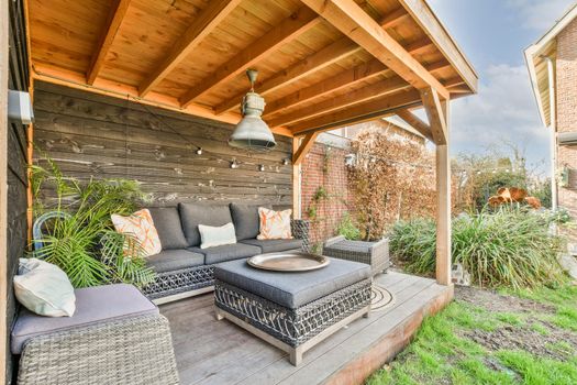 Neat patio with sitting area