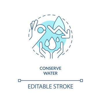 Conserve water turquoise concept icon