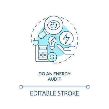 Do energy audit turquoise concept icon