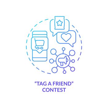 Tag friend contest blue gradient concept icon