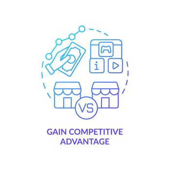 Gain competitive advantage blue gradient concept icon