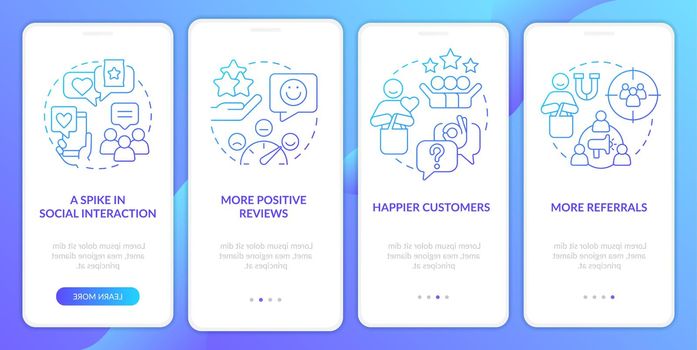 Tracking customer engagement blue gradient onboarding mobile app screen