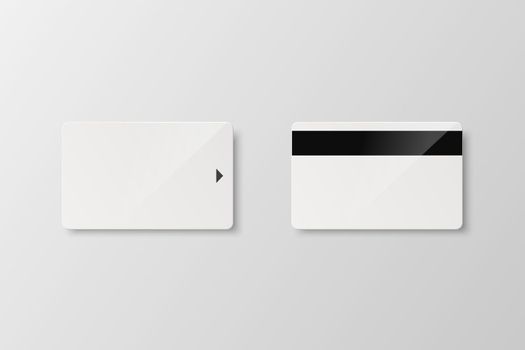 Vector 3d Realistic White Guest Room, Plastic Hotel Apartment Keycard Template - Front and Back Side - Isolated. Design Template of Hotel Room Plastic Key Card for Mockup, Branding. Front View