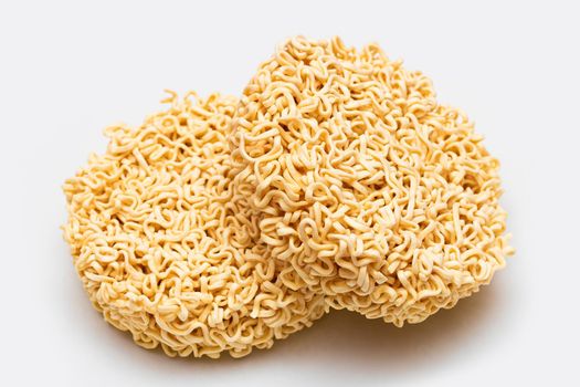 Uncooked Instant Noodles on White Plate