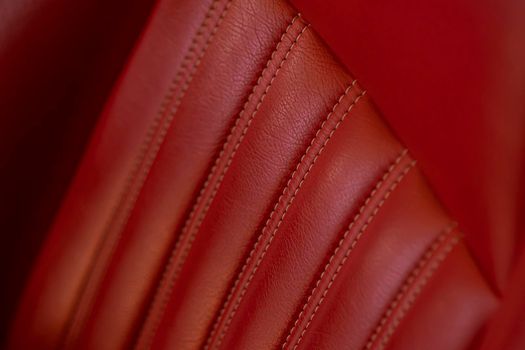 Red leather seat stitching detail