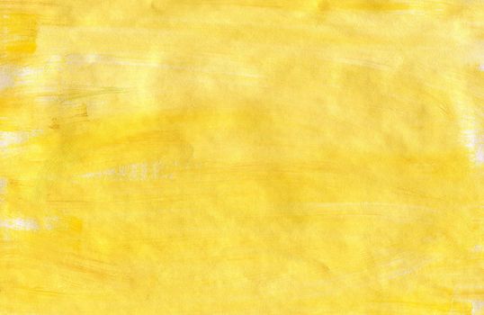 The painted leaf is Yellow with a gouache brush. Hand-drawn gouache Yellow abstract background. Texture of brush strokes.