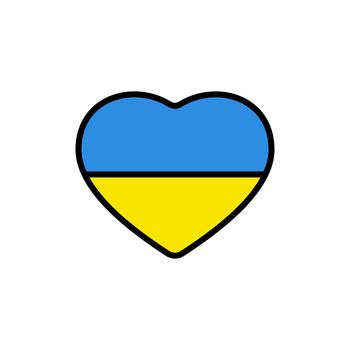 pray for Ukraine. blue and yellow heart outline filled icon. i stand with Ukraine. peace for Ukraine. stop war in Ukraine