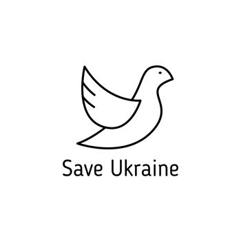 save Ukraine. pigeon outline vector icon with lettering isolated on white. i stand with Ukraine. pray for Ukraine. stop war in Ukraine