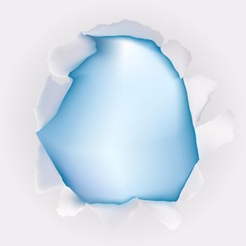 Blue Paper Torn Hole. Vector Illustration