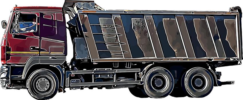 Color vector image of a heavy truck for transporting various goods