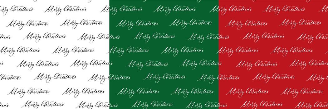 Merry Christmas Seamless vector festive pattern with lettering.