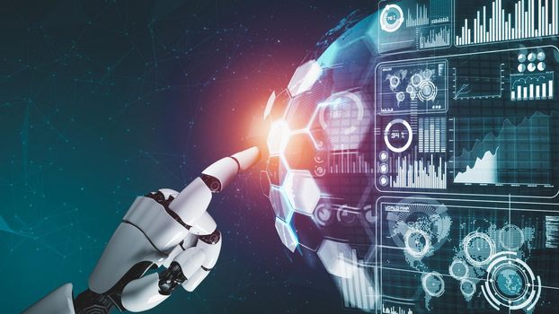 Futuristic robot artificial intelligence revolutionary AI technology concept