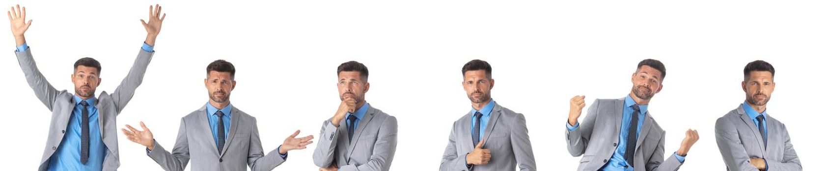 Set of emotion business man portrait
