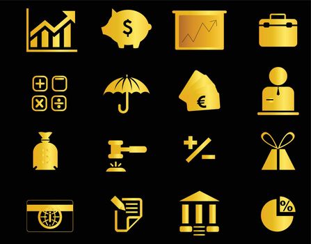gold financial icons vector illustration