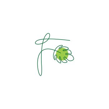 Monstera plant forming letter icon design illustration