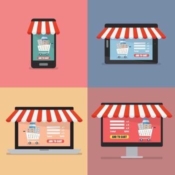 Online shopping medicine concept. Vector illustration