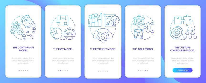 Supply chain models blue gradient onboarding mobile app screen