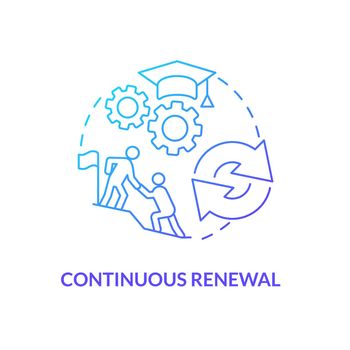 Continuous renewal blue gradient concept icon