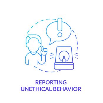 Reporting unethical behavior blue gradient concept icon