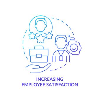 Increasing employee satisfaction blue gradient concept icon