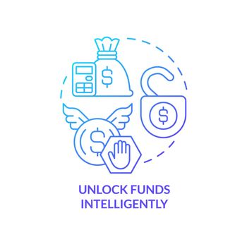Unlock funds intelligently blue gradient concept icon