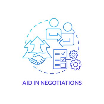 Aid in negotiations blue gradient concept icon