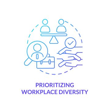 Prioritizing workplace diversity blue gradient concept icon