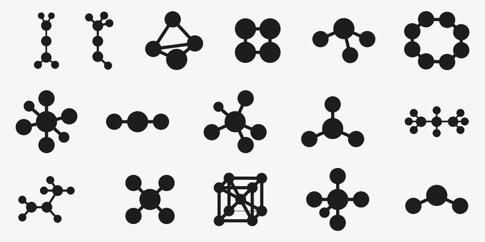 Molecule Icon vector set isolated on white background. chemistry illustration sign collection. scientific symbol.