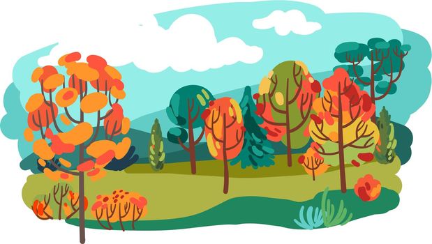 Autumn colorful trees. Beautiful vector illustration.