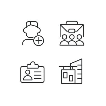 Employment pixel perfect linear icons set