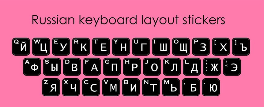 Keyboard stickers. Russian layout. Cyrillic. Russian letters stickers.