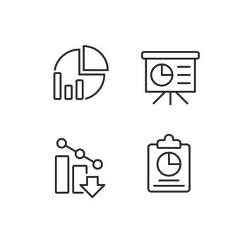 Business analytics pixel perfect linear icons set