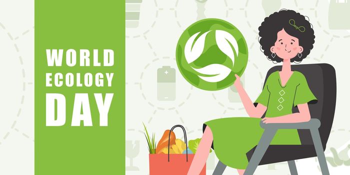 World Ecology Day poster. Flat fashion style. Vector.