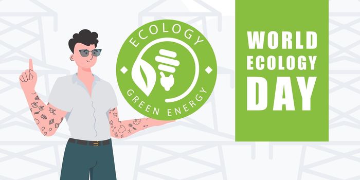 World Ecology Day banner. Flat style. Veil illustration.