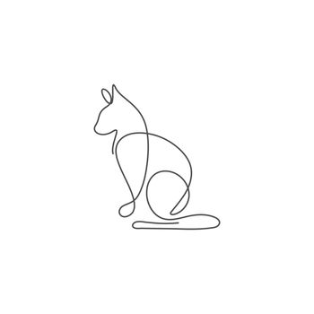 Cat line art design illustration template vector