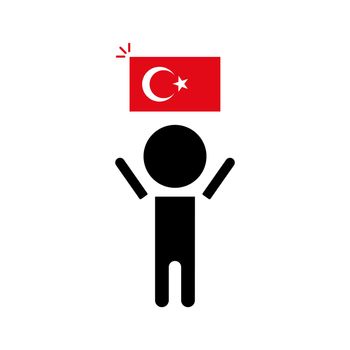 Turkish Patriot Silhouette. Silhouette icon of Turkish flag and people. Vector.