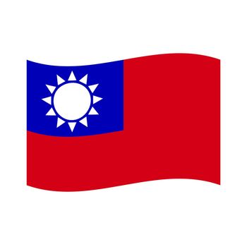 Fluttering Taiwanese flag icon. Vector.