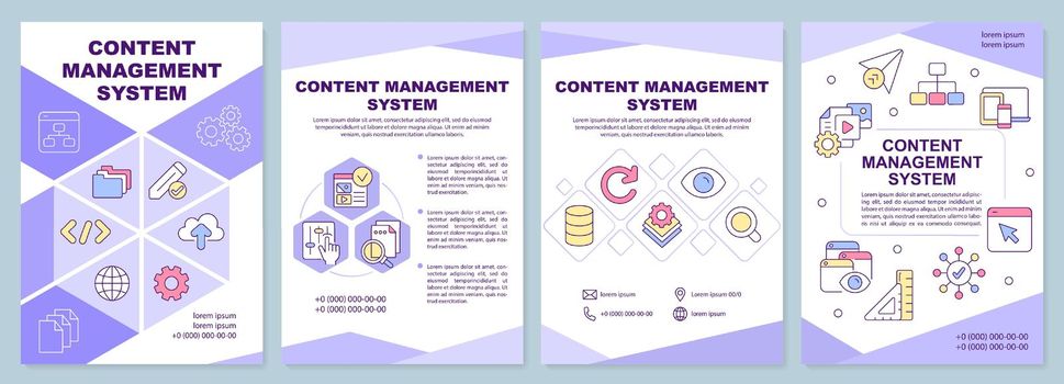 Content management system purple brochure template