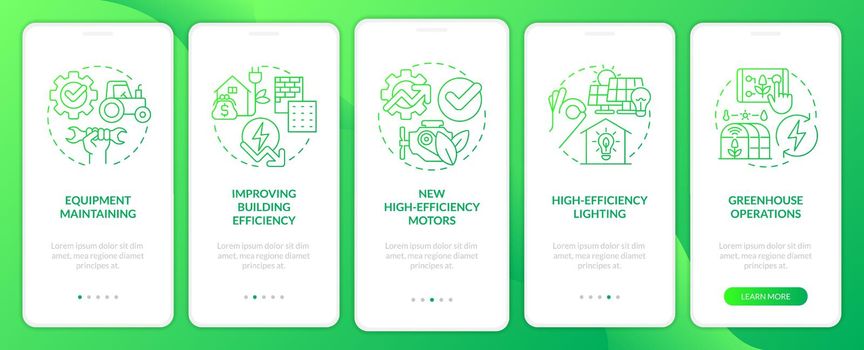 Farm energy efficiency green gradient onboarding mobile app screen