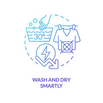 Wash and dry smartly blue gradient concept icon