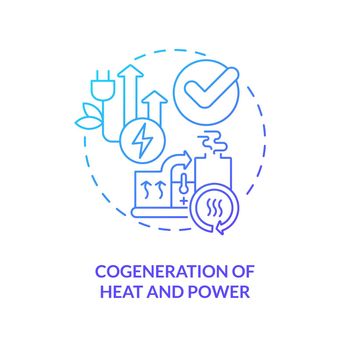 Cogeneration of heat and power blue gradient concept icon