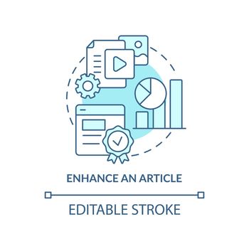 Enhance article turquoise concept icon