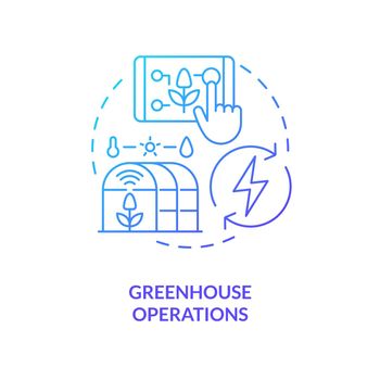 Greenhouse operations blue gradient concept icon