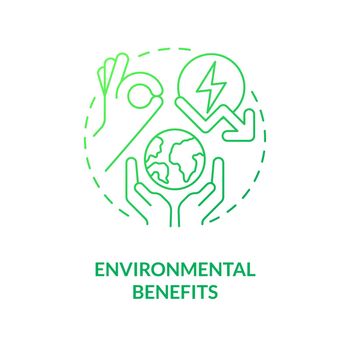 Environmental benefits green gradient concept icon