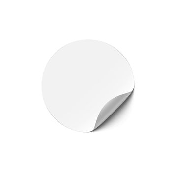 3D Realistic White Round Sticker With Curled Side