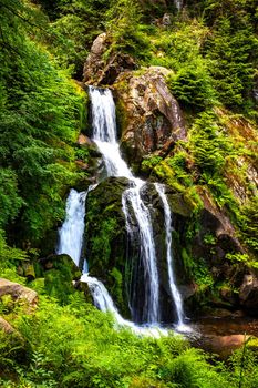 Cascade waterfalls in Triberg, Schwarzwald. Travel in Germany. 