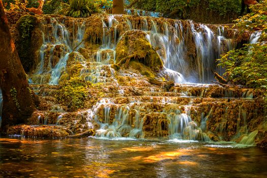 Cascade waterfalls. Krushuna falls in Bulgaria near the village of Krushuna, Letnitsa.