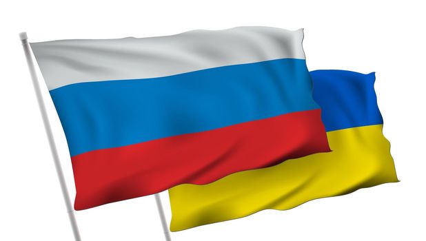 The Flag Of Ukraine Under Russia Flag